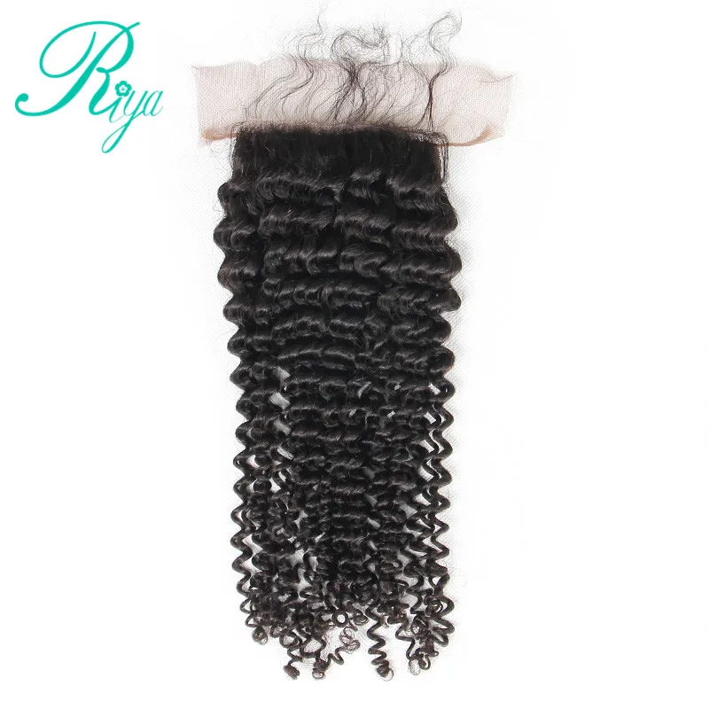 kinky curly human hair bundles with 4X4 silk base closure (2) - 