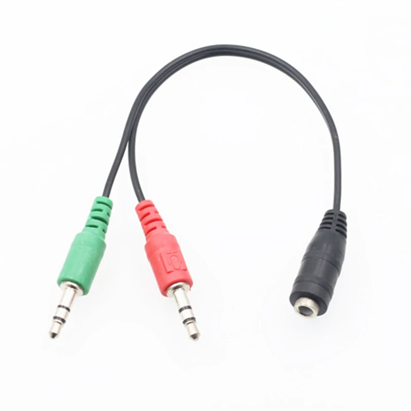 Rankman 10pcs Splitter AUX Cable 2 Male to 1 Female with Mic 3.5 Jack Extension Audio Cable for Speaker Phone Car Earphone