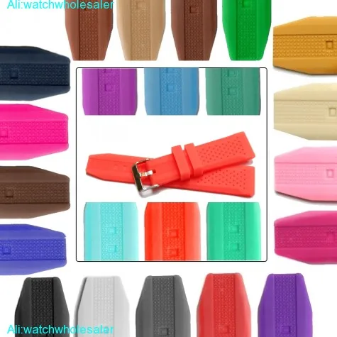 22mm Watermelon Pink Silicone Jelly Rubber Lady Watch Band Straps WB1051H22JB