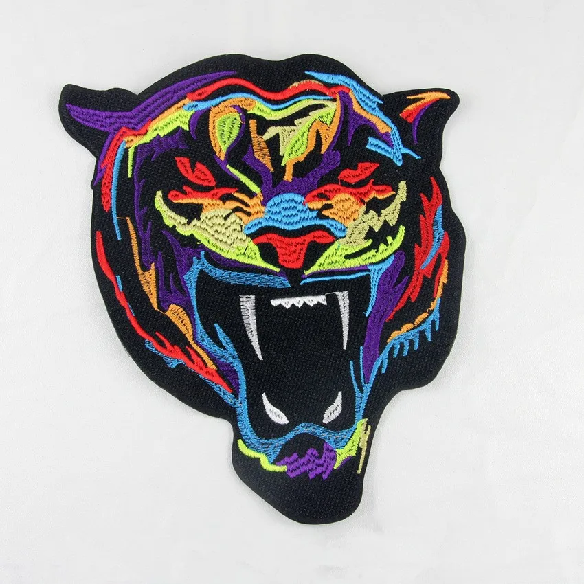 

(12 pieces/lot) embroidered patches tiger pattern 18 cm X 21 cm clothing zakka patchwork DIY handmade craft appliques iron on