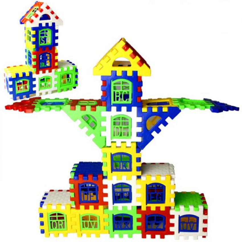

48pcs Baby Kids Early Educational House Building Blocks DIY Assembly Square Construction Bricks Toys Gift