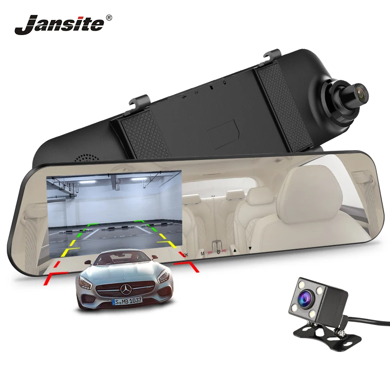 

Jansite Car DVR Dual Lens 1080P Display White Car Camera Video Recorder Mirror With Rear view DVR Dash cam Vehicle Reverse image