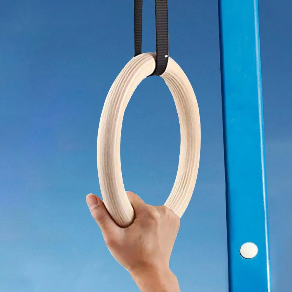 

1PC Wood Gymnastic Rings 28/32 Mm Gym Rings With Workout For Home Gym Shoulder Strength& Fitness Training Equipment