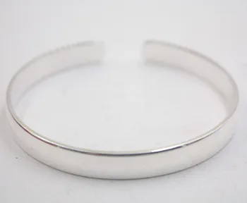 

S999 Sterling Silver Bangle For Women Girl Smooth Simple Fashion 57-60mm 9mmW Open Bangle
