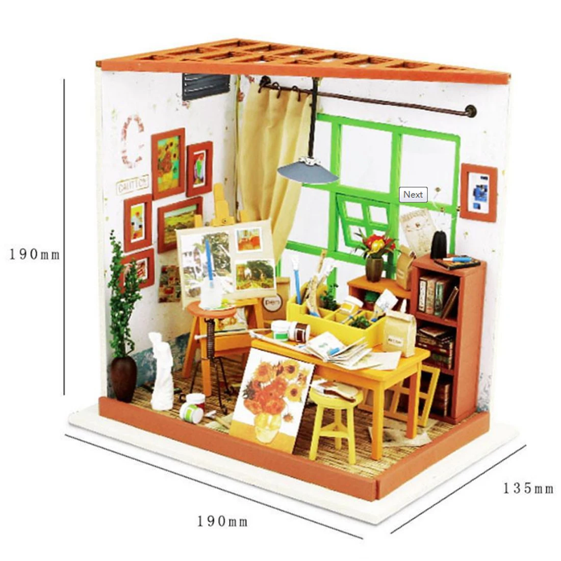 

Robotime Manual Assembly Toy DIY Dollhouse Studio with LED Light Stem Toys with Mini Painting Tools for Children Creative Gifts