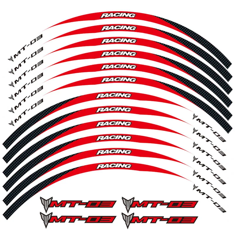 

New quality 12 Pcs Fit Motorcycle Wheel decoration Sticker stripe Reflective Rim For Yamaha MT-03 MT03