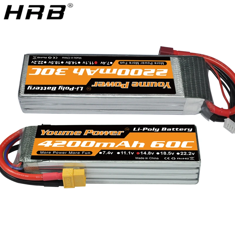 Youme Lipo батарея 3S 11,1 V 2200mah 4S 14,8 V 4200mah 6000mah 6S 22,2 V RC гоночные самолеты автомобили грузовик лодка запчасти 50C T Deans XT60