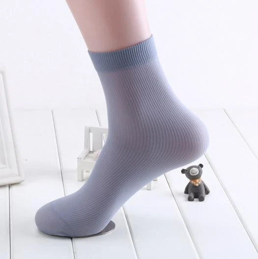 5pairs/lot Elastic Breathable Crew Socks Thin Silk Nylon Sock Men Fashion  Underw