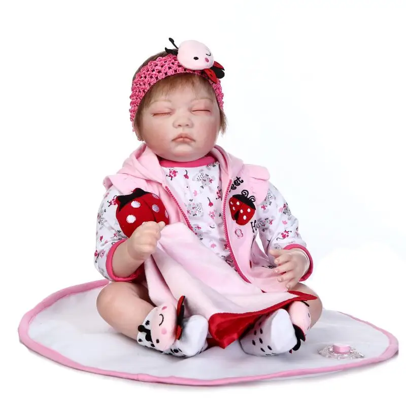 NPKCOLLECTION Reborn Baby Doll игрушка 2" реалистичные силиконовые новорожденные младенцы закрытые глаза Настоящее прикосновение мягкая ткань тела Bebe Bonecas