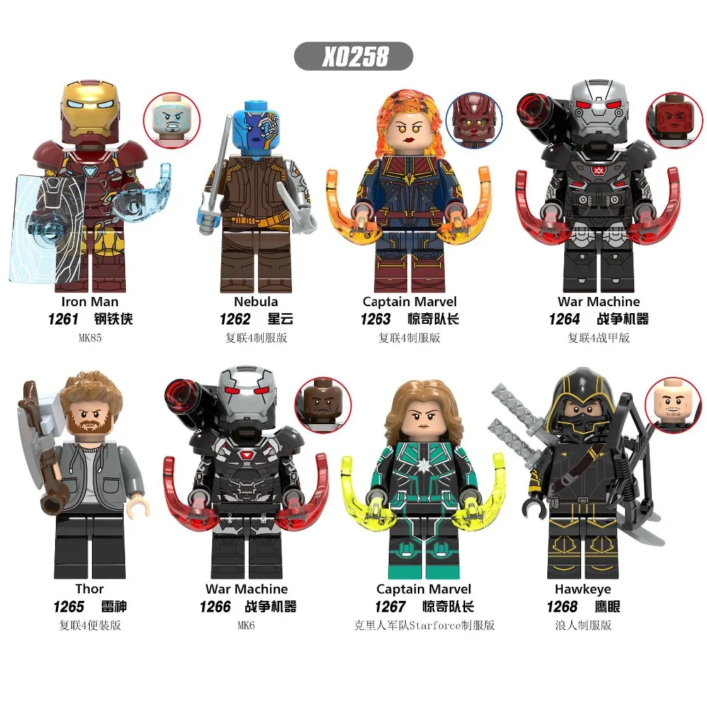 

X0258 AvengersING Marvel character LegoINGls iron Man nebula Surprise captain war Raytheon Hawkeye uniform child Collection toy