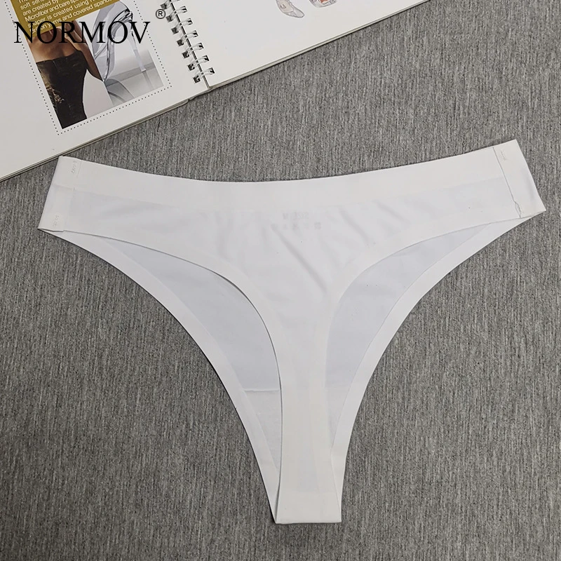 White NORMOV, женские спортивные бесшовные трусики, сексуальные трусики, женское нижнее белье, одноцветные, seamlessg-стринги, бикини, трусики - Цвет: White