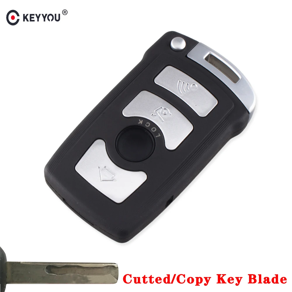 

Чехол для автомобильного ключа KEYYOU Cut Blade с 4 кнопками для BMW 7 серии E65 E66 E67 E68 745i 745Li 750i 750Li 760i дистанционный ключ с маленьким ключом