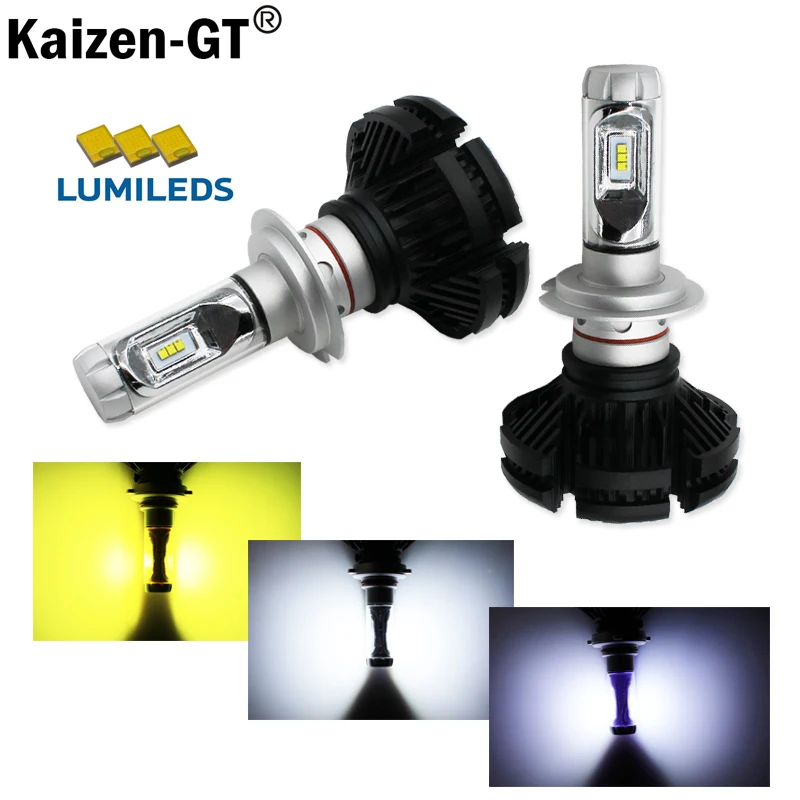 

(2) High Power LED Headlight Bulbs - H7 LED Powered By Luxeon LED with Removable Fan-less Heatsink(6000K white 8000K 3000K)