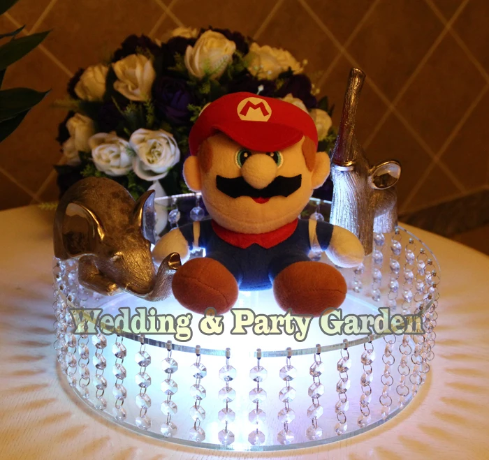 

1 PCS Dimeter of 35cm wedding Cake Stand with bead strings wedding party Cake prop wedding centerpiece D35cm*H10cm