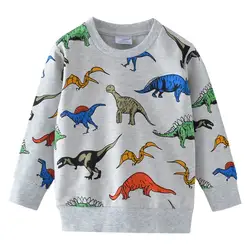Футболки для мальчиков, Осенние Топы с длинными рукавами, детский хлопковый свитер с аппликацией динозавра, Детские рубашки для мальчиков