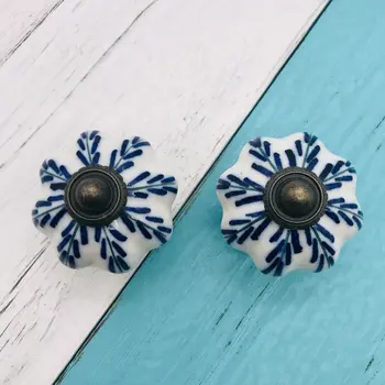 

Set of 10 Ceramic Blue and White Ceramic Decorative Antique Door Knobs Interior door Pumpkin Knobs and Pulls for Cabinet Kids