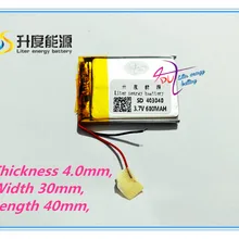 Подъем энергии 3,7 в литиевая батарея тахограф 043040 600 мАч динамики общие аккумуляторные полимерные батареи