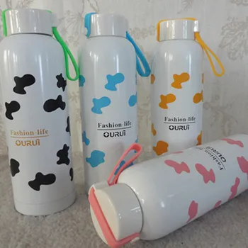 

1PC Hot Sale 360ml Vacuum Flasks Color spots portable vacuum cup new stainless steel thermos cup Creative COW KL 3074