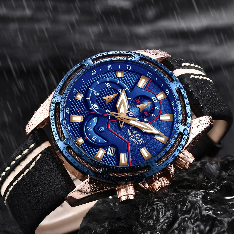 Reloje 2018 LIGE Men Watch Male Leather Automatic date Quartz Watches Men Brand Luxury Waterproof Sport Clock Relogio Masculino