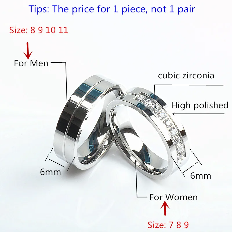 Again Jewel Wedding Band Engagement Rings for Couples 316l Stainless Steel High Quality Lovers Jewelry Anniversary Gift