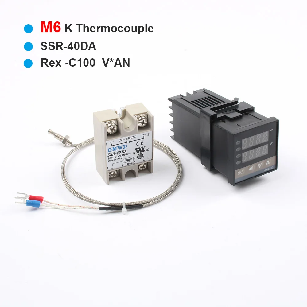 110 В~ 240 В цифровой PID контроллер температуры REX-C100 Рекс C100 термостат+ 40DA SSR реле+ K термопара 1 м Зонд РКЦ - Цвет: Оранжевый