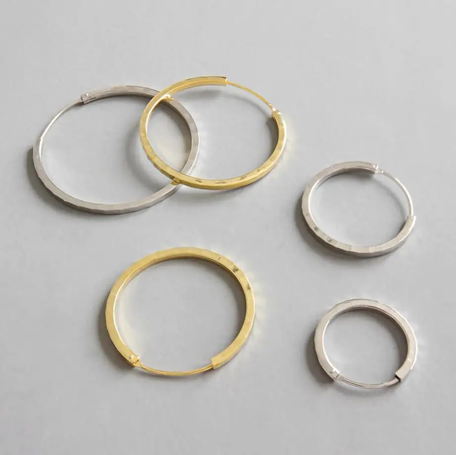 925 Sterling Silver Bling 1.8mm Thin Round Endless Hoop Earrings 20mm