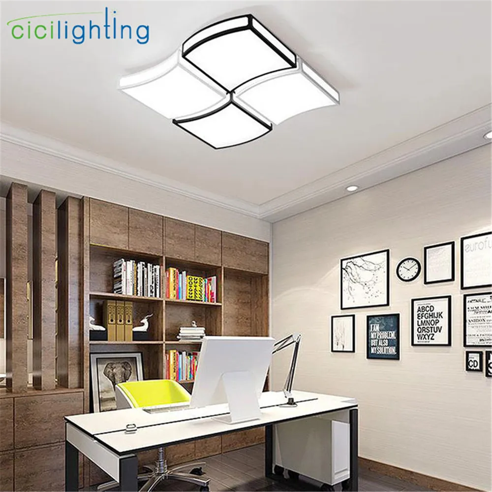 

Modern ceiling lights for bedroom dining room, 48W 64W black and white window decor led ceiling lamp, art wave home lighting led