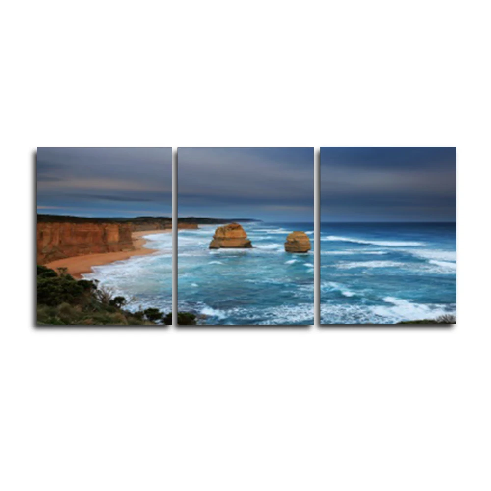 

Laeacco Modern 3 Panel Nordic Wall Art Seaside Outside Posters and Prints HD Canvas Paintings Calligraphy Home Living Room Decor