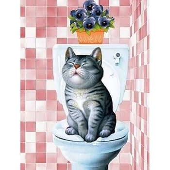 

Cute Cats Bathroom 5d diy Diamond Painting Full Round Rhinestone Embroidery Diamonds Mosaic Kits Cross Stitch Wall Home Decor