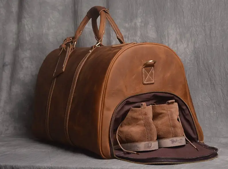 Full Grain Distressed Leather Duffle 
