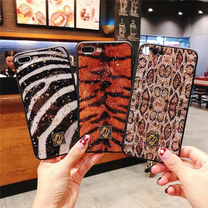 

For iphone 7 lcd 8 6s X XR XS Rock Gold foil Leopard zebra print vs fantasy Cartoon stranger things for iphone 7 cases SZ044