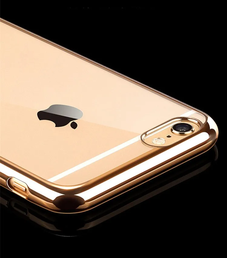 Чехол для iPhone X 8 плюс роскошный позолоченное покрытие прозрачный чехол из материала TPU чехол для iPhone 6 6 S 7 Plus