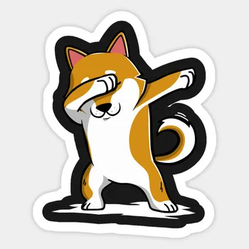 

1PCS Dabbing Shiba Inu Funny Sticker Cartoon For Car Sticker motorcycle refrigerator suitcase skateboard Decal