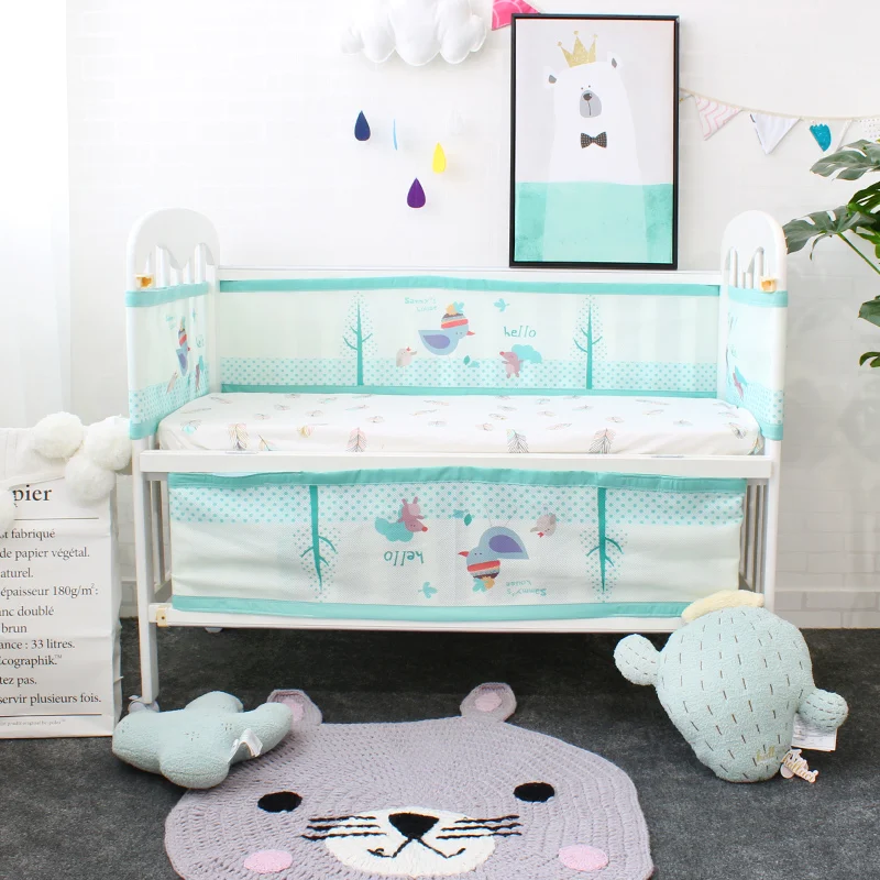 Baby Bed Bumper Soft Breathable 3 Layers Mesh Crib Protector Cute Cartoon Pattern Croth To The Cot Fit For All Size Crib Round