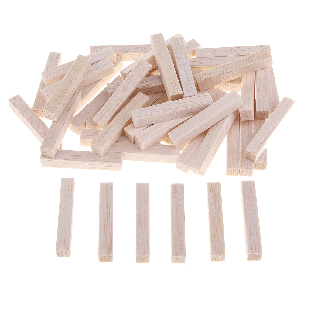 Unfinished Square Balsa Wood Stick Wooden Dowel Rod Block for Kids Model Making Ornaments DIY Craft 50/80/100/130/150mm