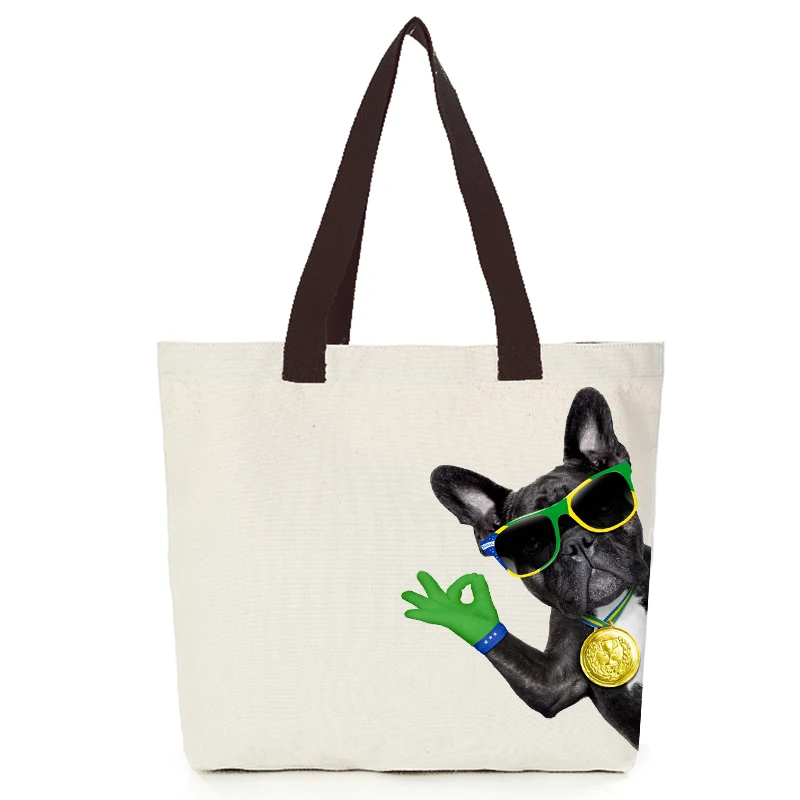 Origina cool dog series canvas custom tote bag customize eco bags diy logo shopping bag with logo  Dachshund Shepherd Dog Poodle (2)