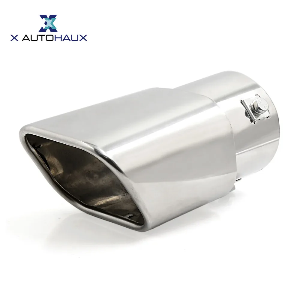 

X AUTOHAUX Universal Fits Car Stainless Steel Chrome Square Outlet Fit Diameter 1.75" to 2.5" Exhaust Tail Muffler Tip Pipe