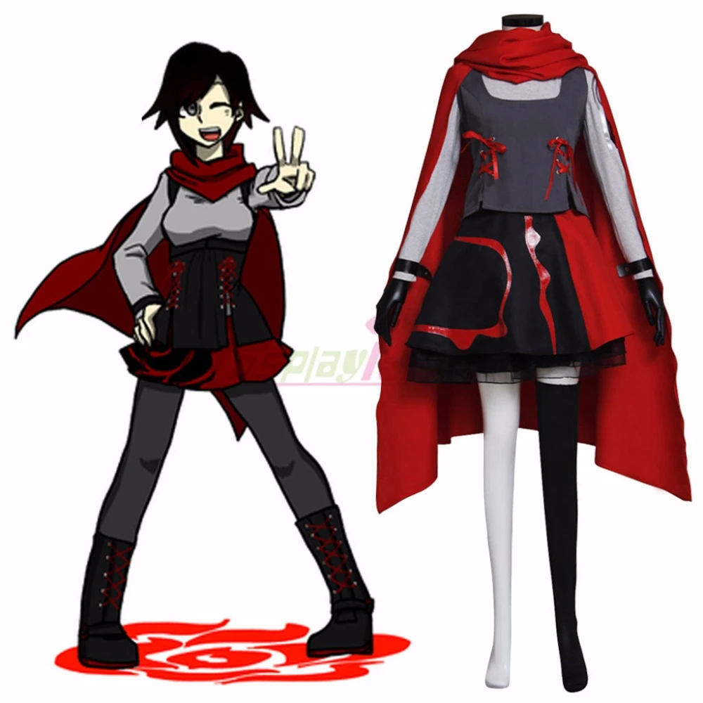 Custom Made Rwby Season 2 Rwby Red Trailer Ruby Rose Costume Halloween Carnival Cosplay Outfit Custom Made D0801