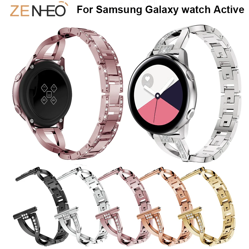 

Women's bracelet Stainless Steel watchband strap For Samsung Galaxy watch Active Watch Metal Wristband Rhinestone Replacement