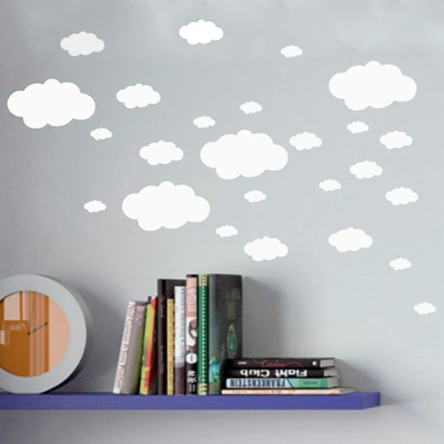 Mini Clouds wall sticker , vinyl cloud wall art nursery kids child room , set 18 Clouds Household decoration sticker