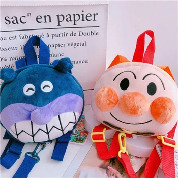 

Candice guo! cute plush toy Anpanman Baikinman round head Anti lost backpack schoolbag kids child birthday Christmas gift 1pc