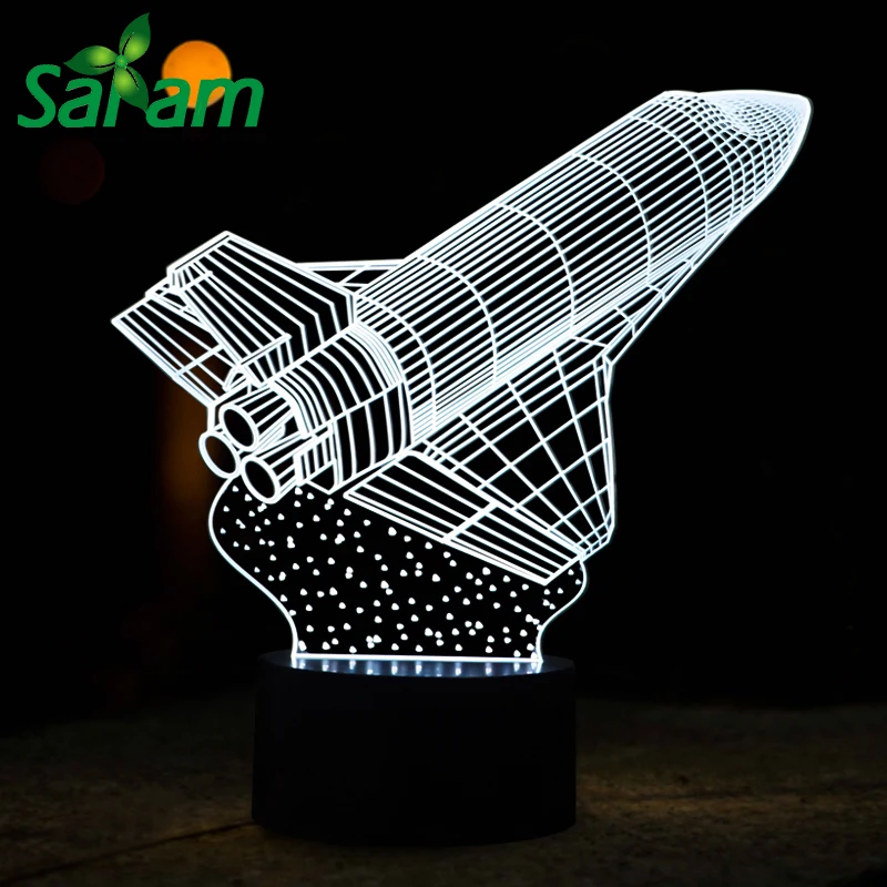 

2017 Space Shuttle Model 3D LED Night Light Table Lamp LED Kids Room Sleeping Decoration Light Bed Modern Touch as Child's Dream