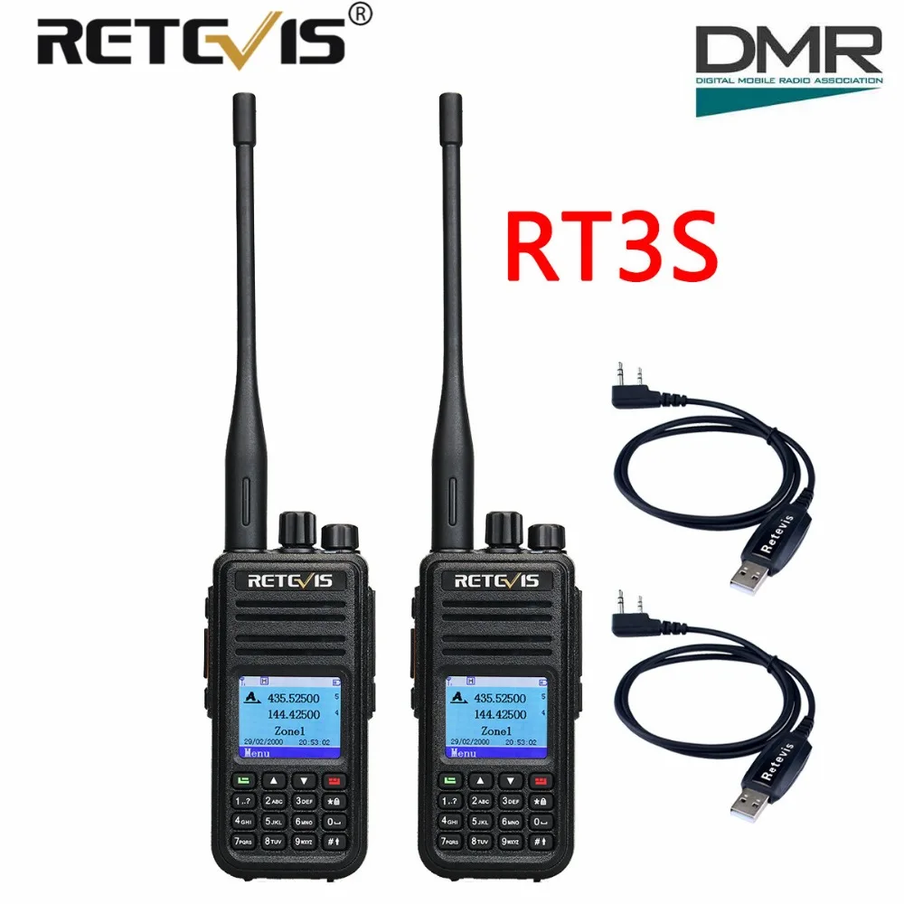 2pcs Retevis RT3S DMR Dual Band Digital Walkie Talkie VHF UHF GPS Ham