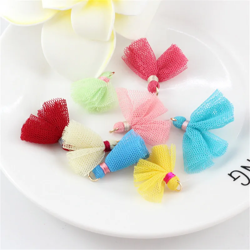 

10Pcs Organza Tassel Fringe Pendant DIY Party Tulle Tassel Trim Headwear Garment Jewelry Decor Gauze Mesh Small Tassels Lace