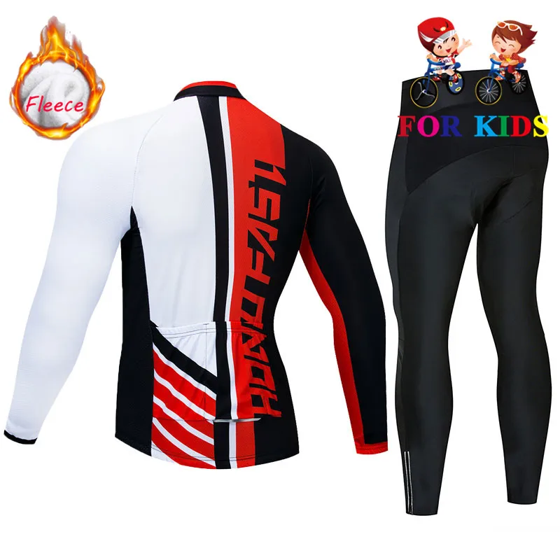 kids Cycling Set Winter Thermal Fleece Long Sleeve Cycling Jersey Ropa Ciclismo boy girl Bicycle MTB Bike Clothing Pro Children