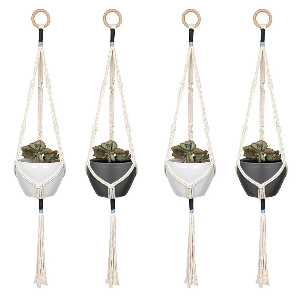 

100% Handmade Macrame Plant Hangers Hanging Planter Cotton Plant Basket 41 Inch