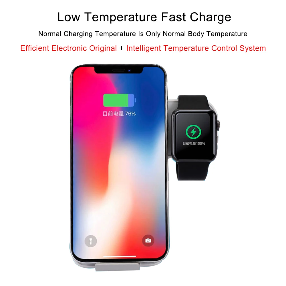 Беспроводное зарядное устройство 2 в 1 для iPhone XS XR X 8 Plus 10 Вт док станция Qi быстрой