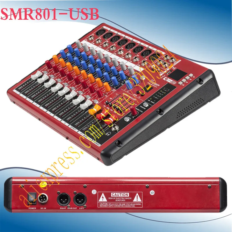 USB 8 Channel Professional Live Studio Audio Mixer New Mixing Console 3 Band Equalizer Built in