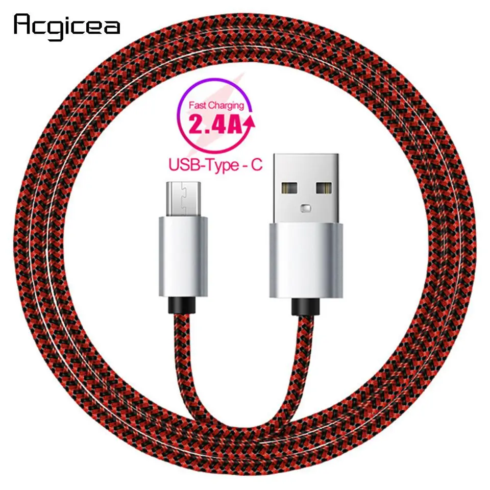 

2.4A USB Type C Cable Fast Data Sync Charging Cable For Samsung Galaxy S8 S9 Plus Huawei Xiaomi USB C USB-C Mobile Phone Cables