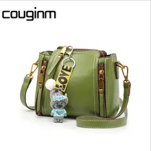 

COUGINM New Arrival Popular Bucket Women Bags Retro Zipper Totes Handbags Female Lovely Bear Ornaments Crossbody Bags For Girl